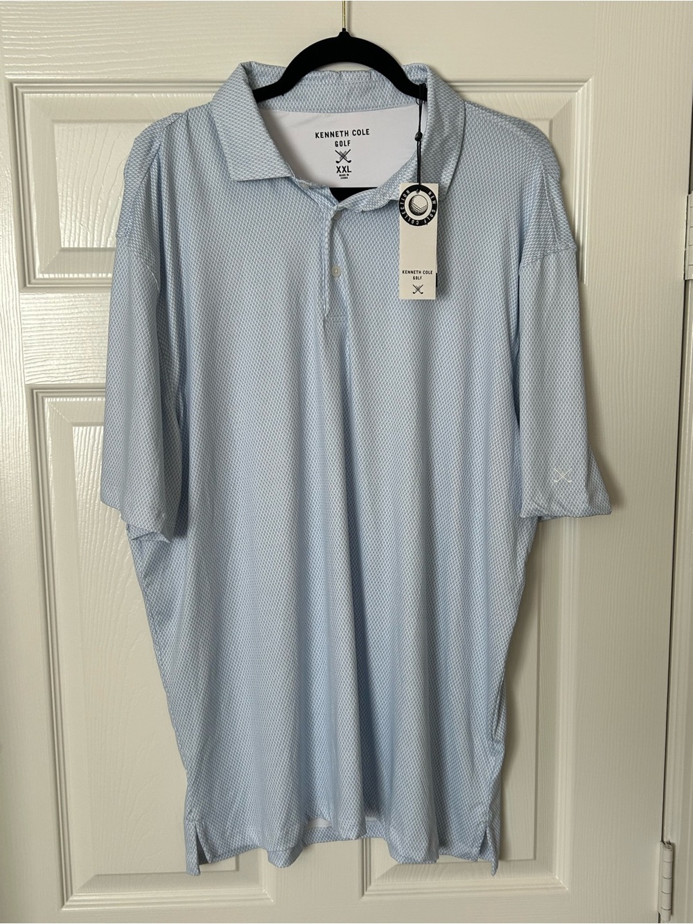 Kenneth Cole Golf Polo Shirt Mens XXL Light Blue Moisture Wicking UPF 50+ NWT